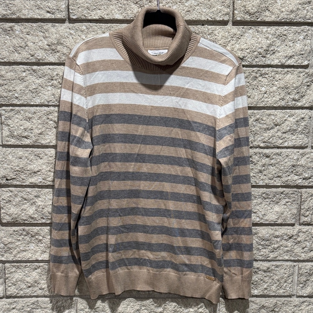 Calvin Klein Striped Turtleneck Sweater